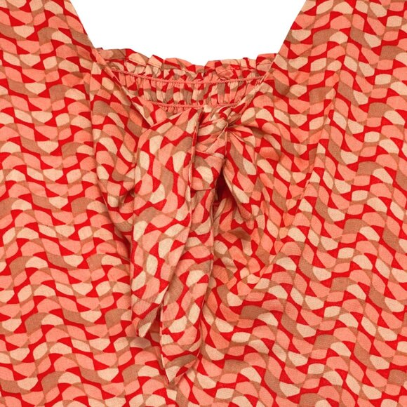 Anthropologie Maeve Verena Top Womens XS Pink Red Boho Tie Front Cottagecore - Picture 5 of 11